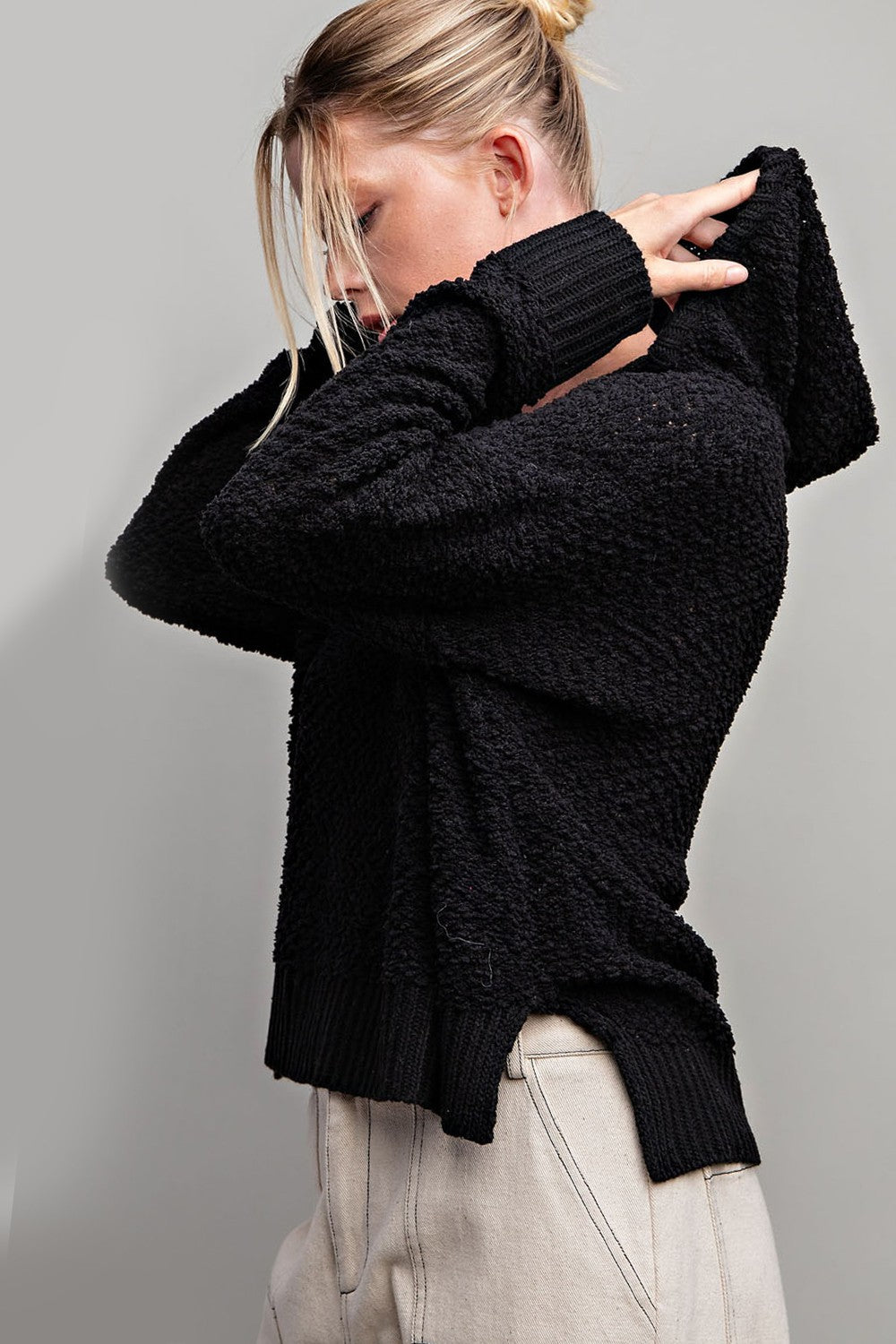 Textured Knit Hoodie