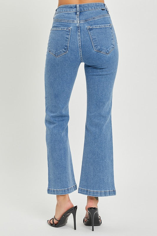 Patch Ankle Flare Jeans