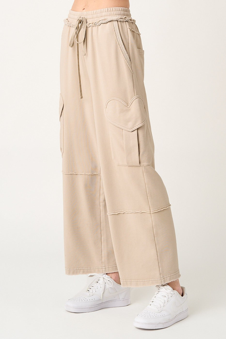 Heart Cargo Pocket Wide Leg Pants