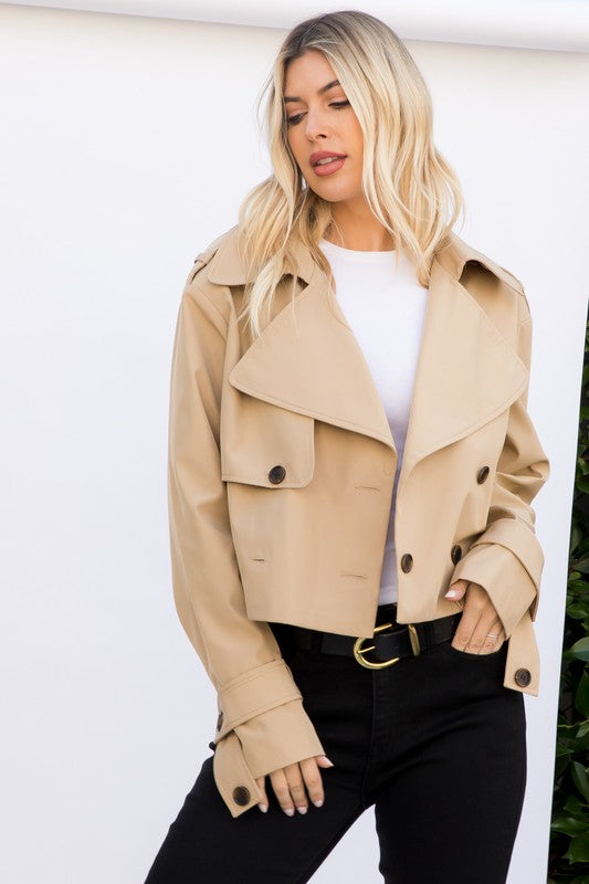 Cropped Trench Coat Jacket