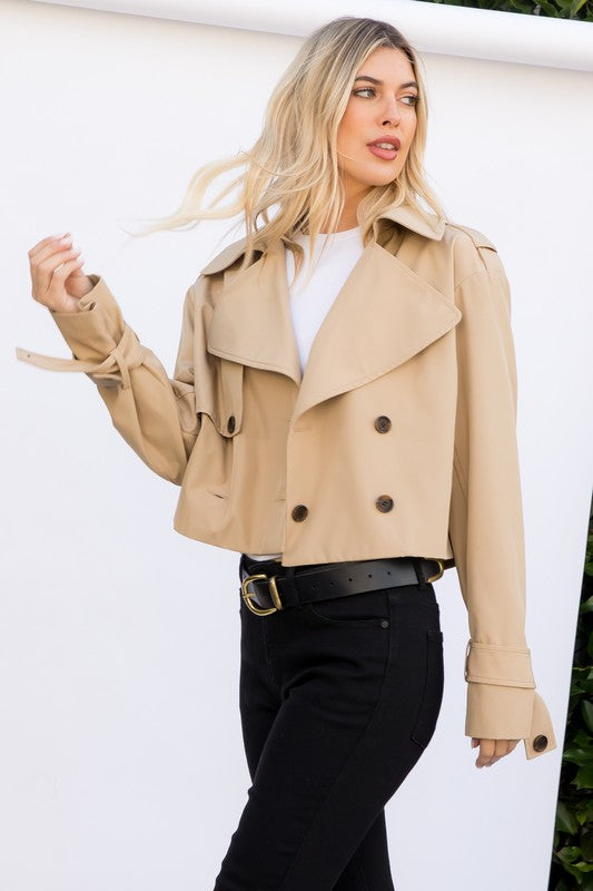 Cropped Trench Coat Jacket