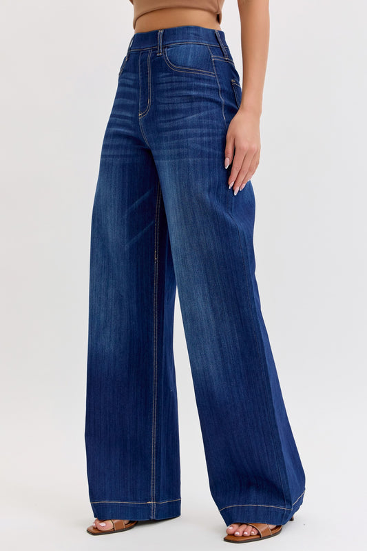 Pull-On Wide Leg Denim