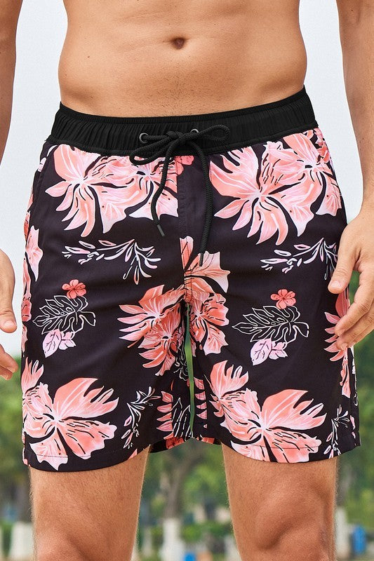 Coral Floral Men's Swim Trunks