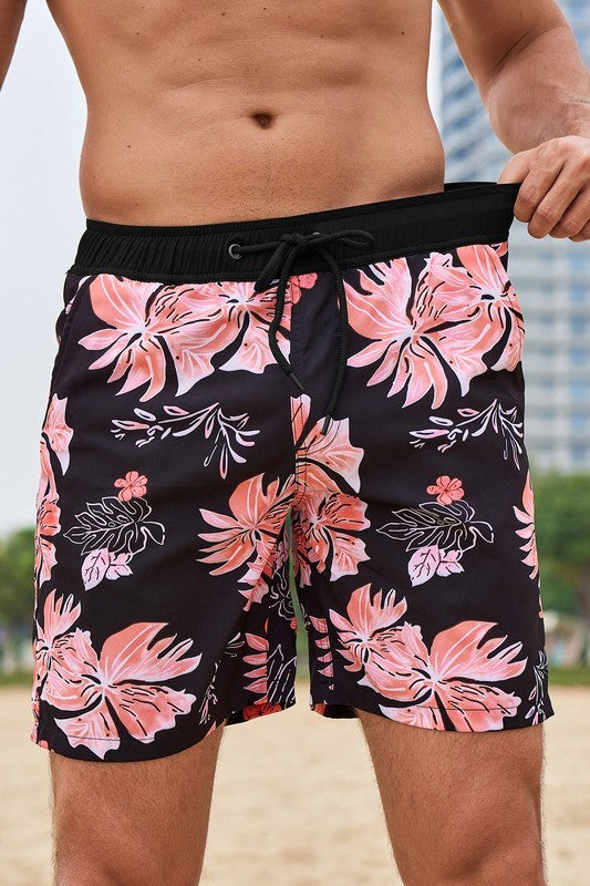 Coral Floral Men's Swim Trunks