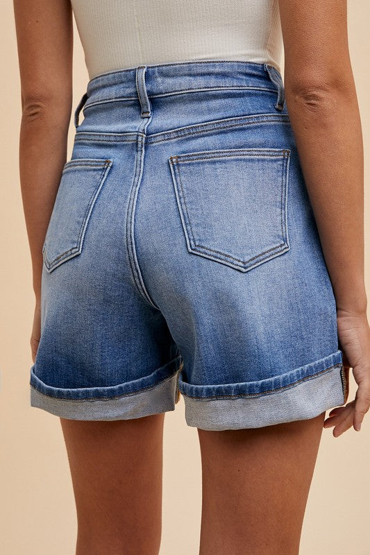 Comfort Stretch Turn-up Hem Denim Shorts
