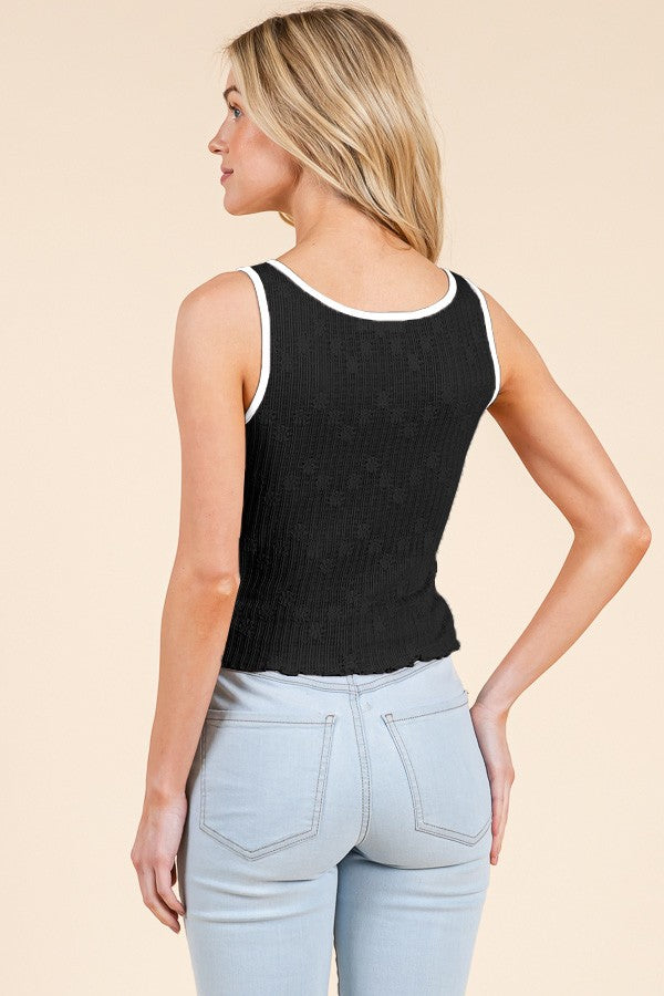 Binding Merrow W/bow Sleeveless Top