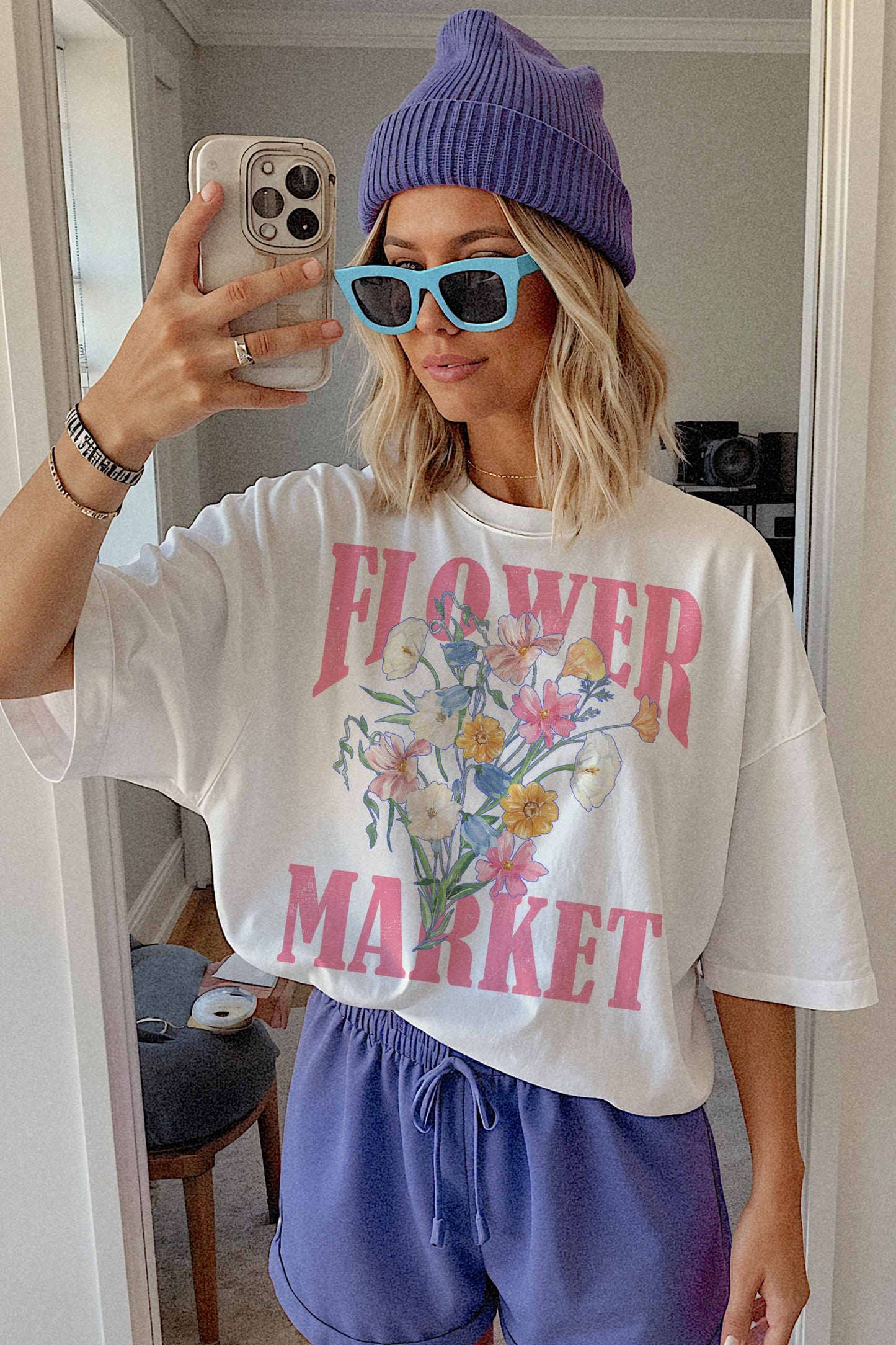 Flower Market Graphic Tee-Ash Grey