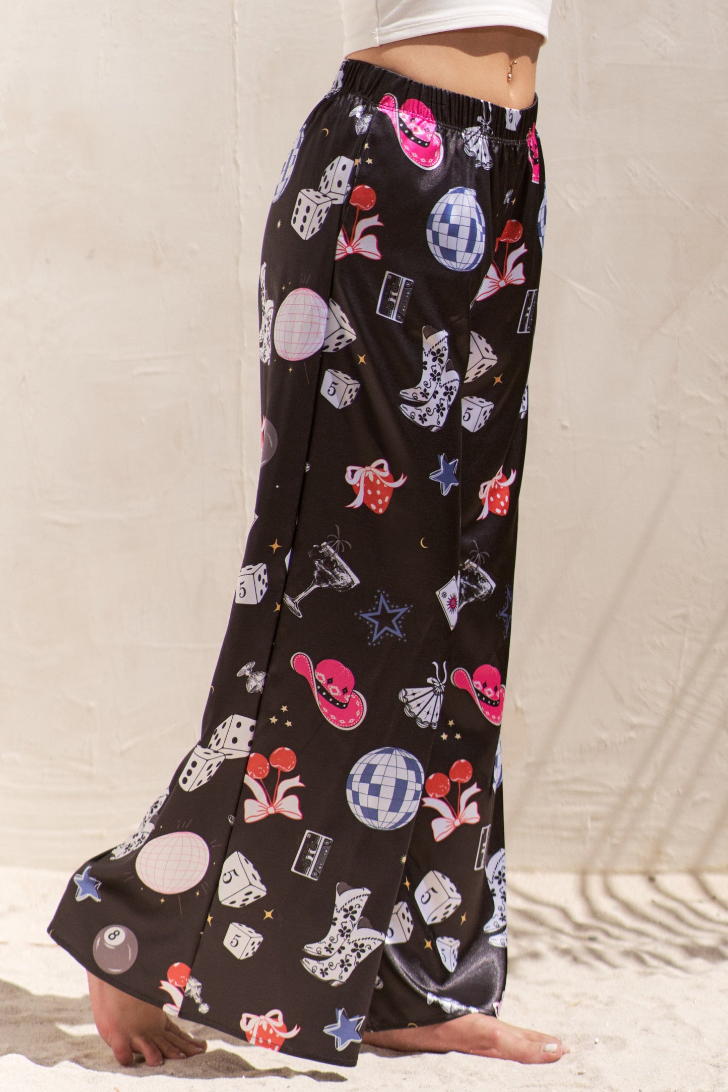 Party Collage Satin Pants