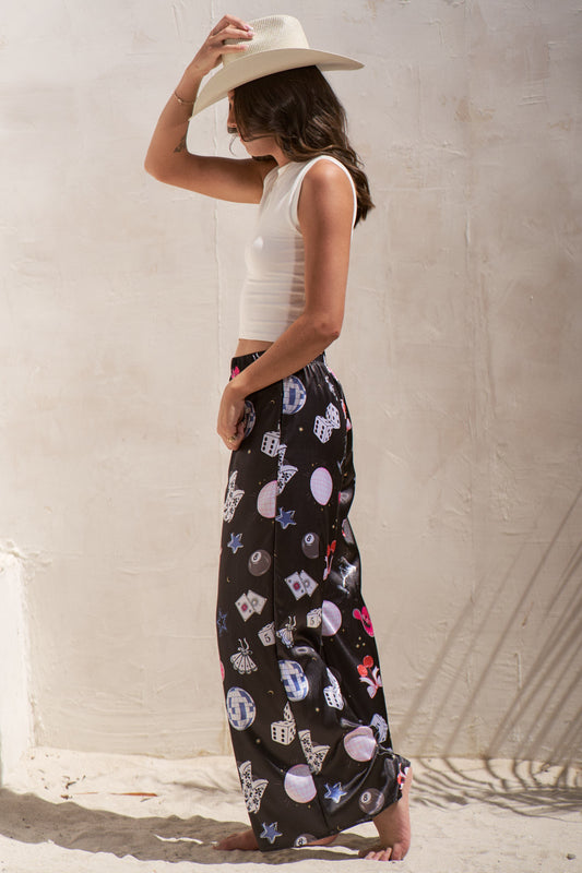 Party Collage Satin Pants