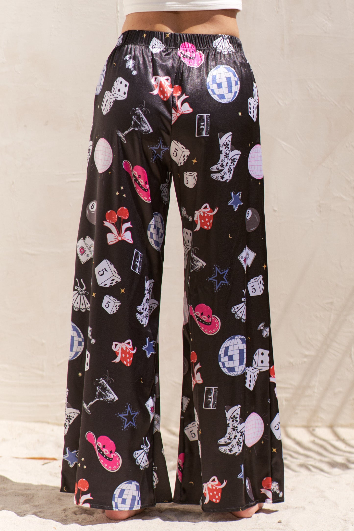 Party Collage Satin Pants