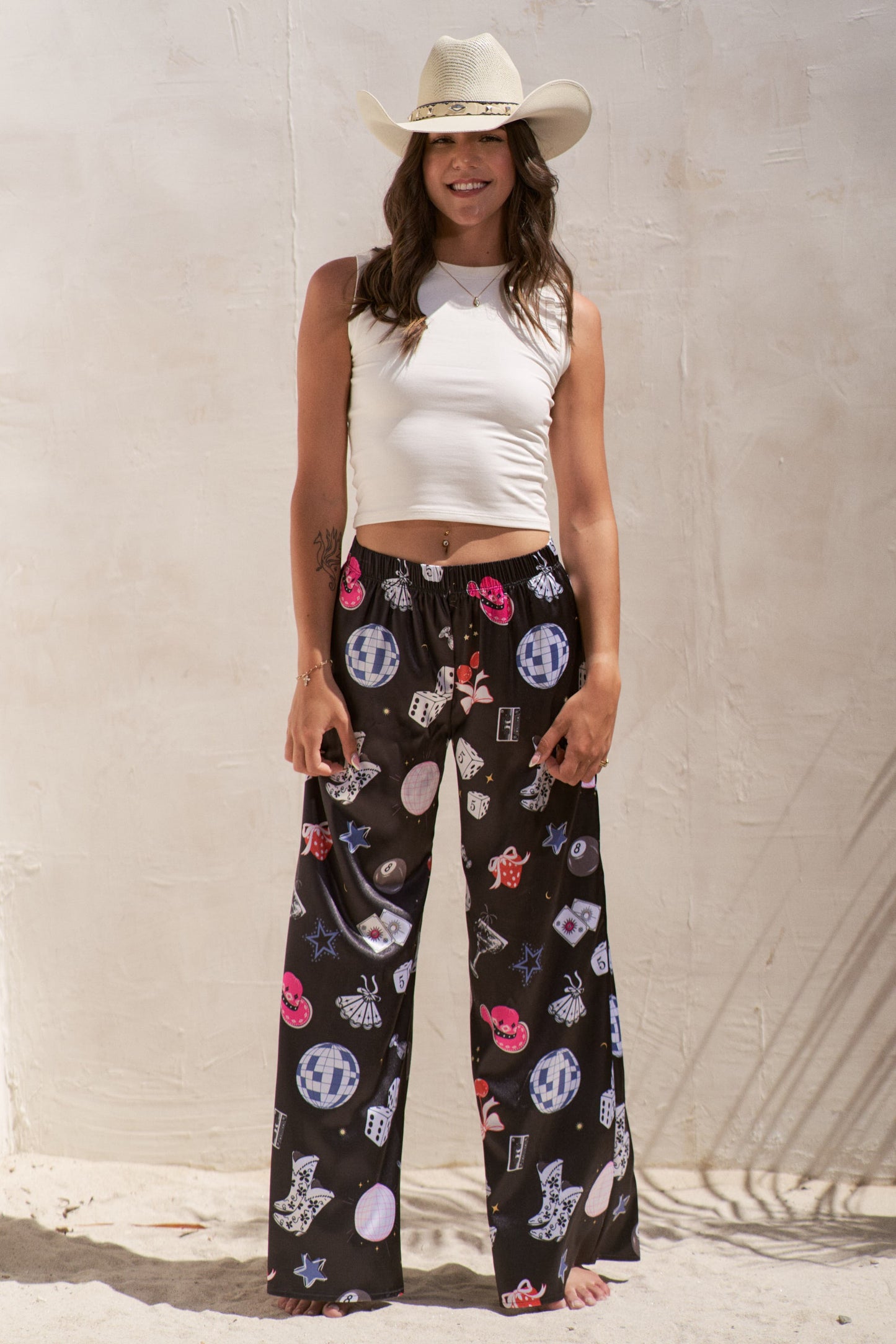 Party Collage Satin Pants