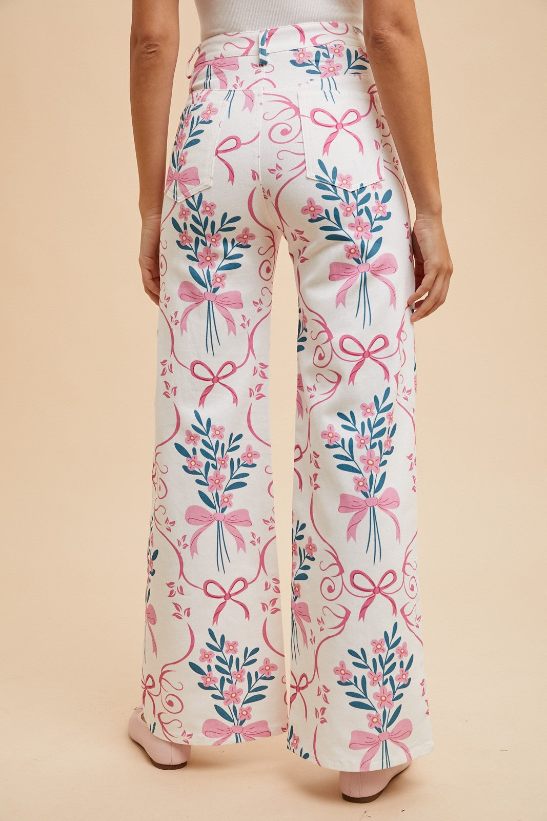 Floral & Bow Wide Leg Jean
