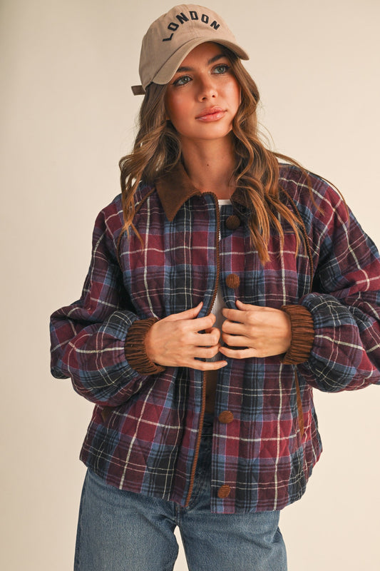Mulberry Plaid Corduroy Jacket