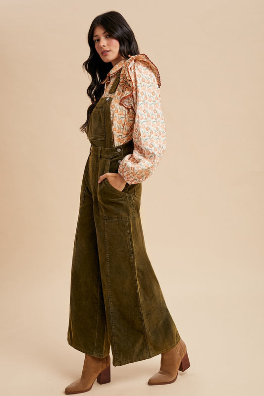 Corduroy Mineral Washed Wide Leg Overall