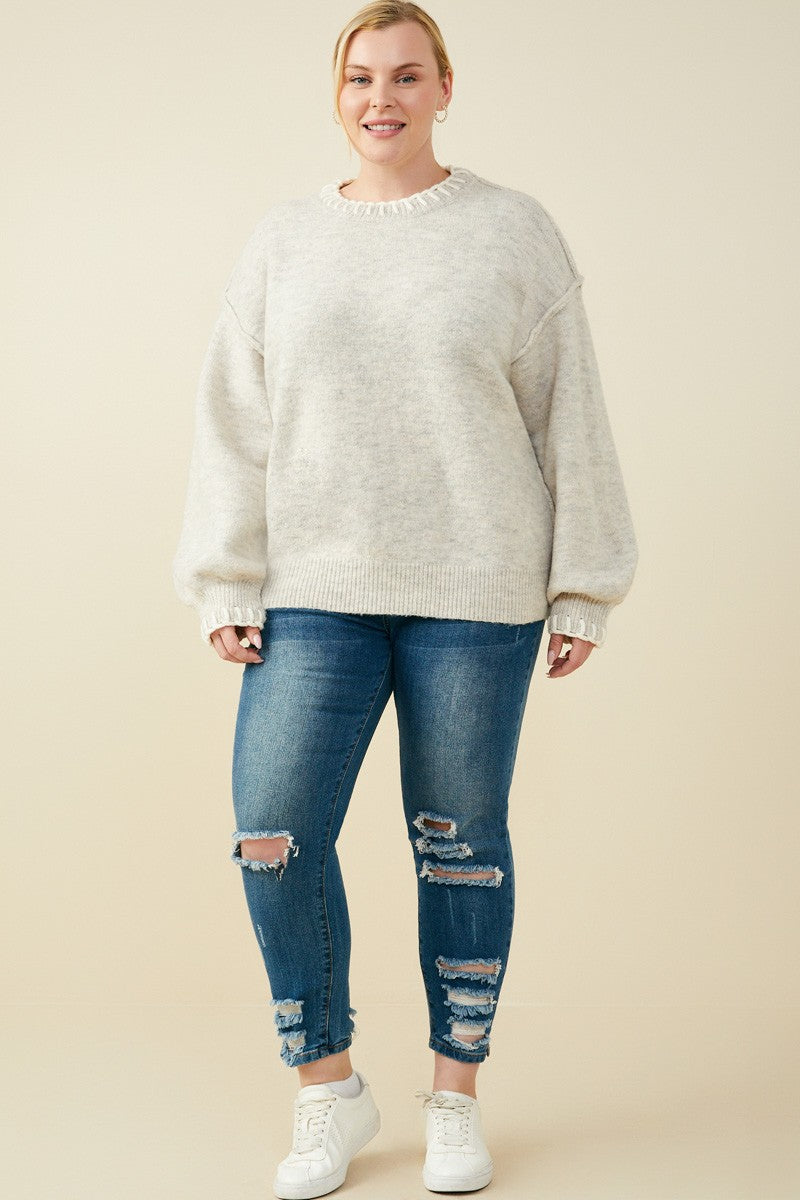 Whip Stitch Sweater-PLUS