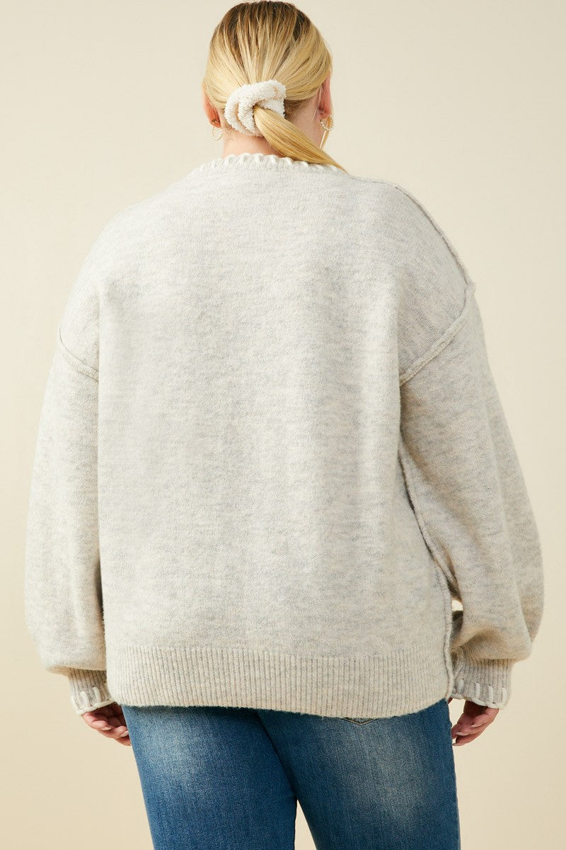 Whip Stitch Sweater-PLUS