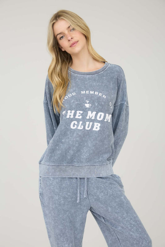 The Mom Club Sweater-Blue