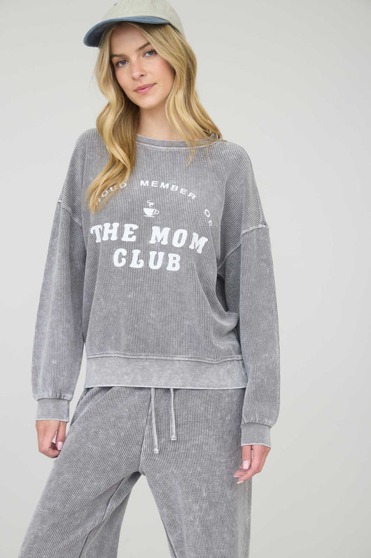 The Mom Club Sweater-Grey