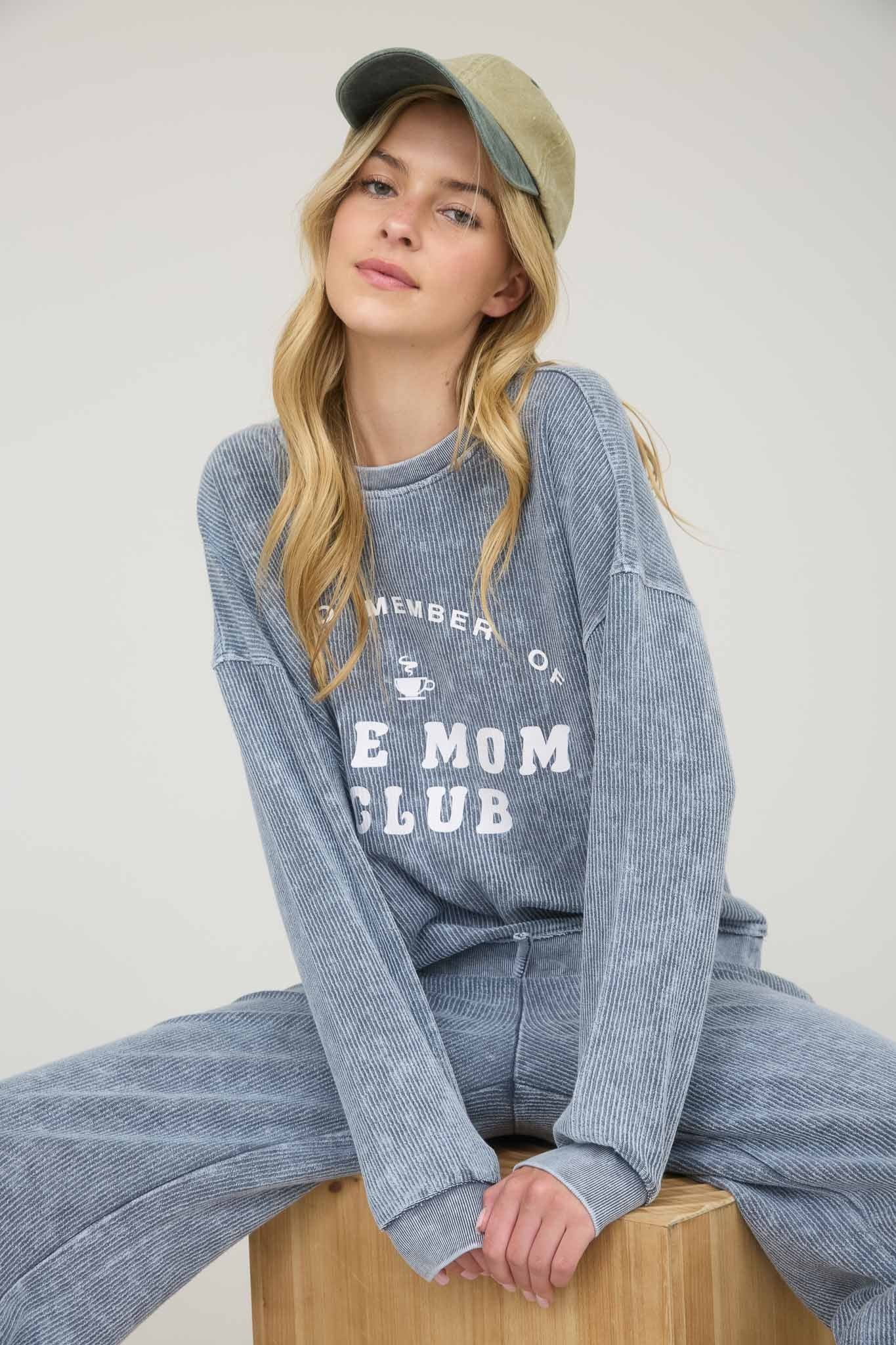 The Mom Club Sweater-Blue