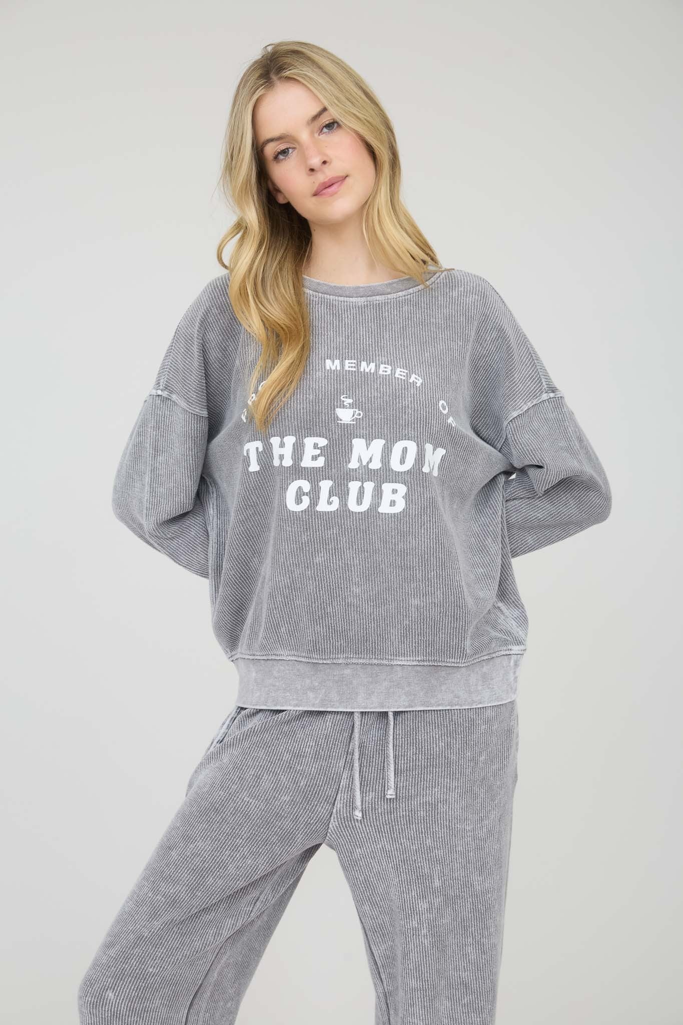 The Mom Club Sweater-Grey