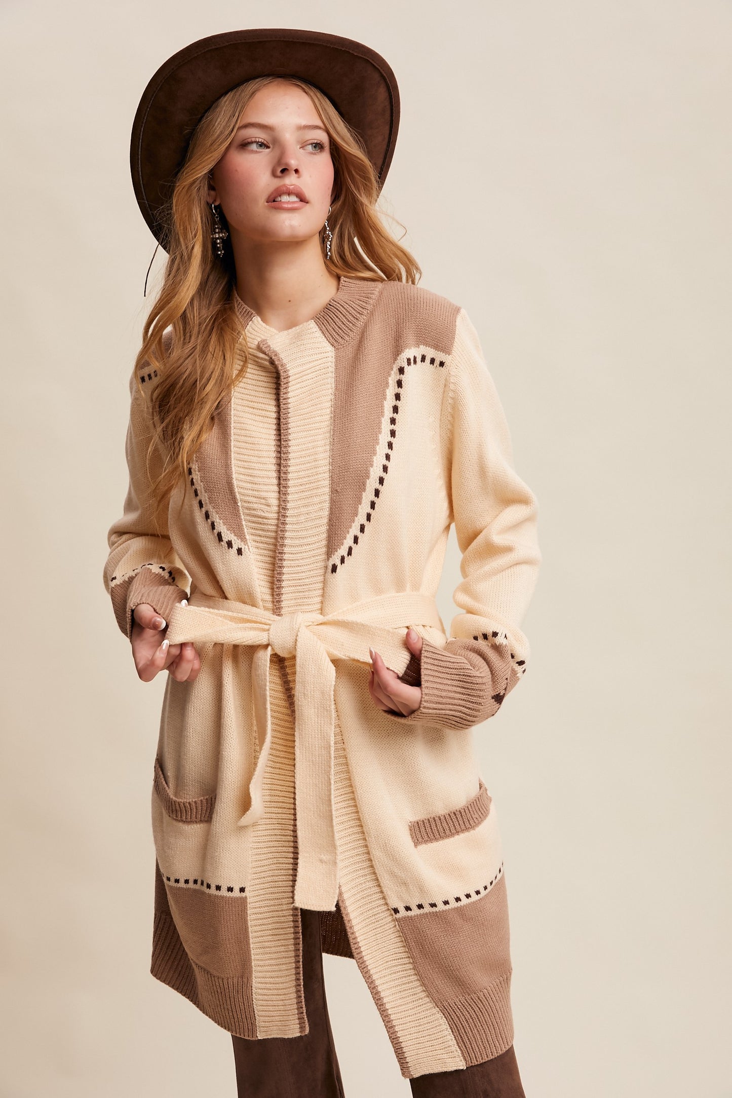 Western Horseshoe Belted Cardigan