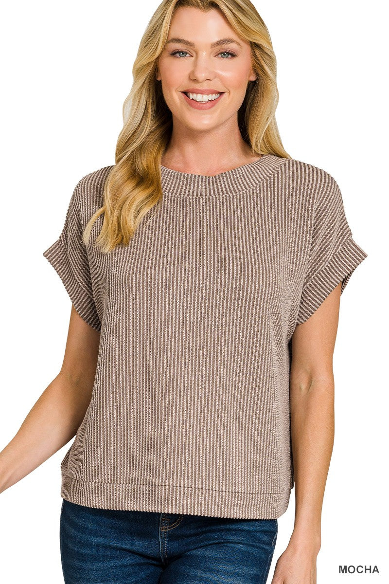 Textured Simple Tee-Multi