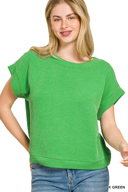 Textured Simple Tee-Multi