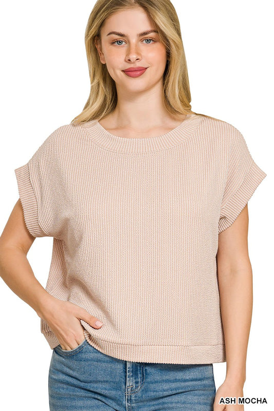 Textured Simple Tee-Multi