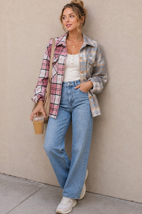 Fall Vibes Plaid Print Shacket