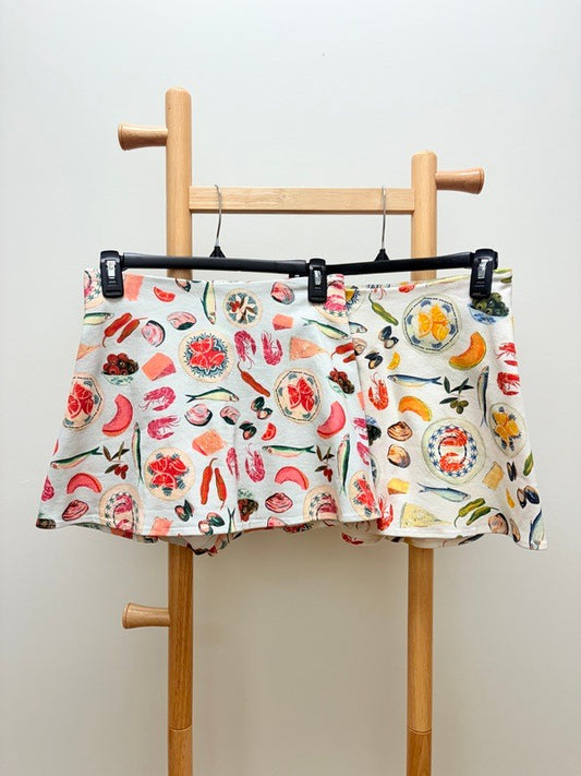 Mediterranean Food Motif Printed Skort