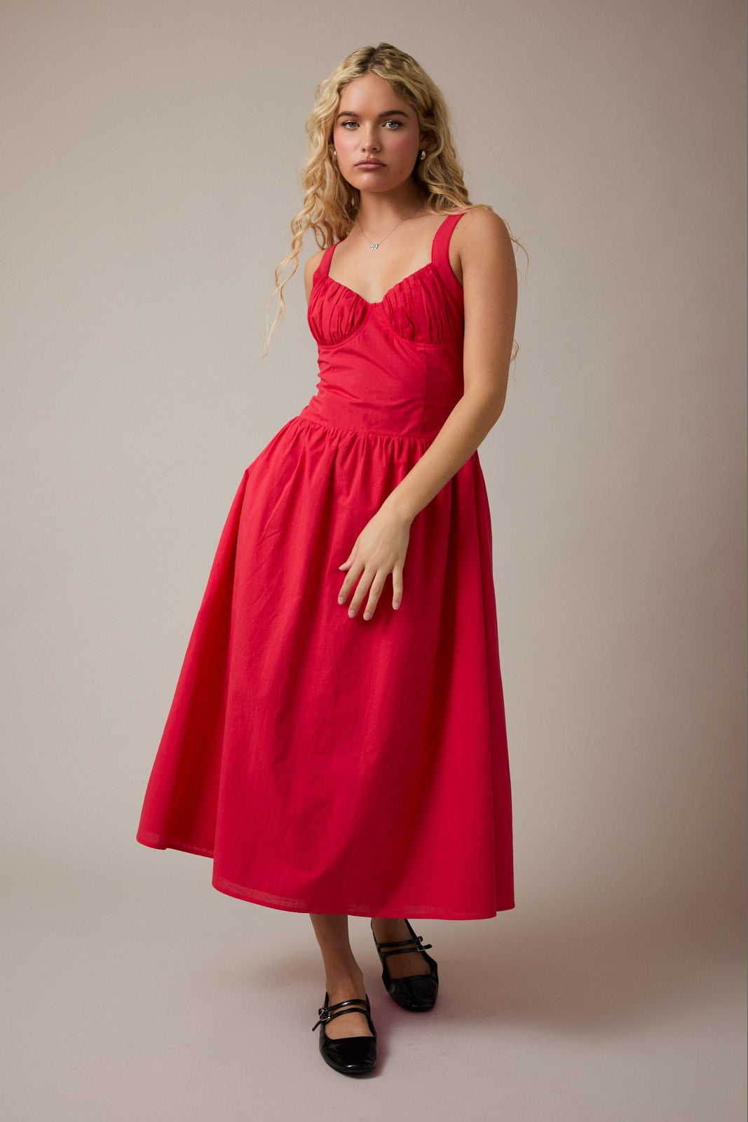 Bustier Poplin Midi Dress