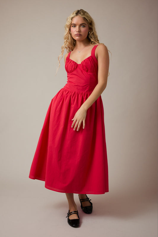 Bustier Poplin Midi Dress