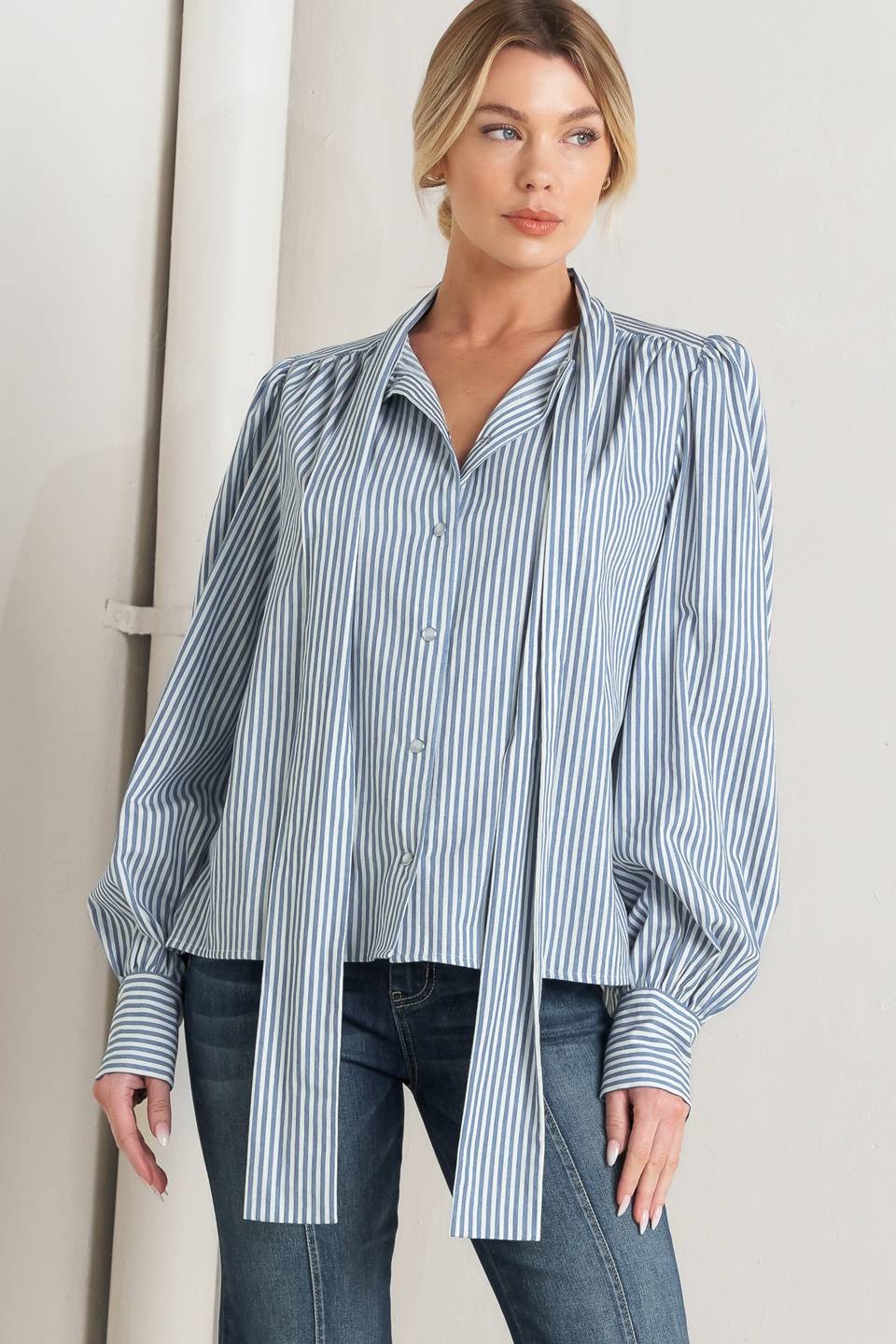 Striped Shirt with Bow