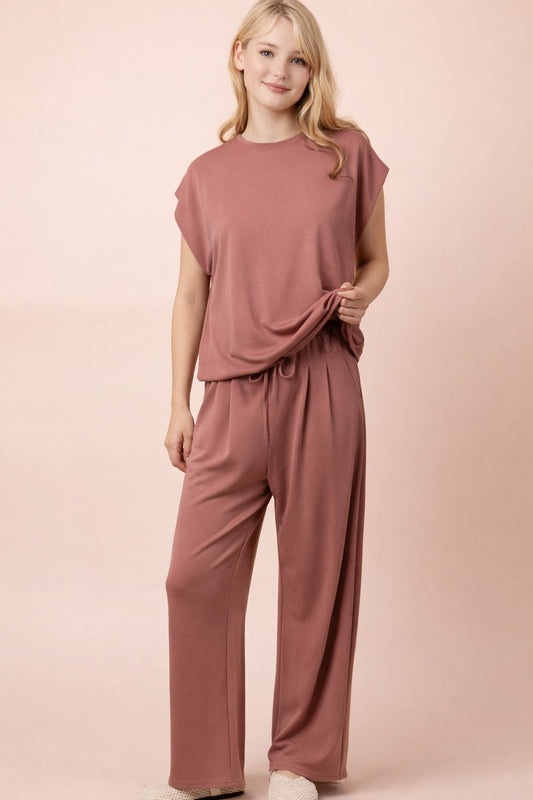 Solid Knit Comfy Top & Pants Set