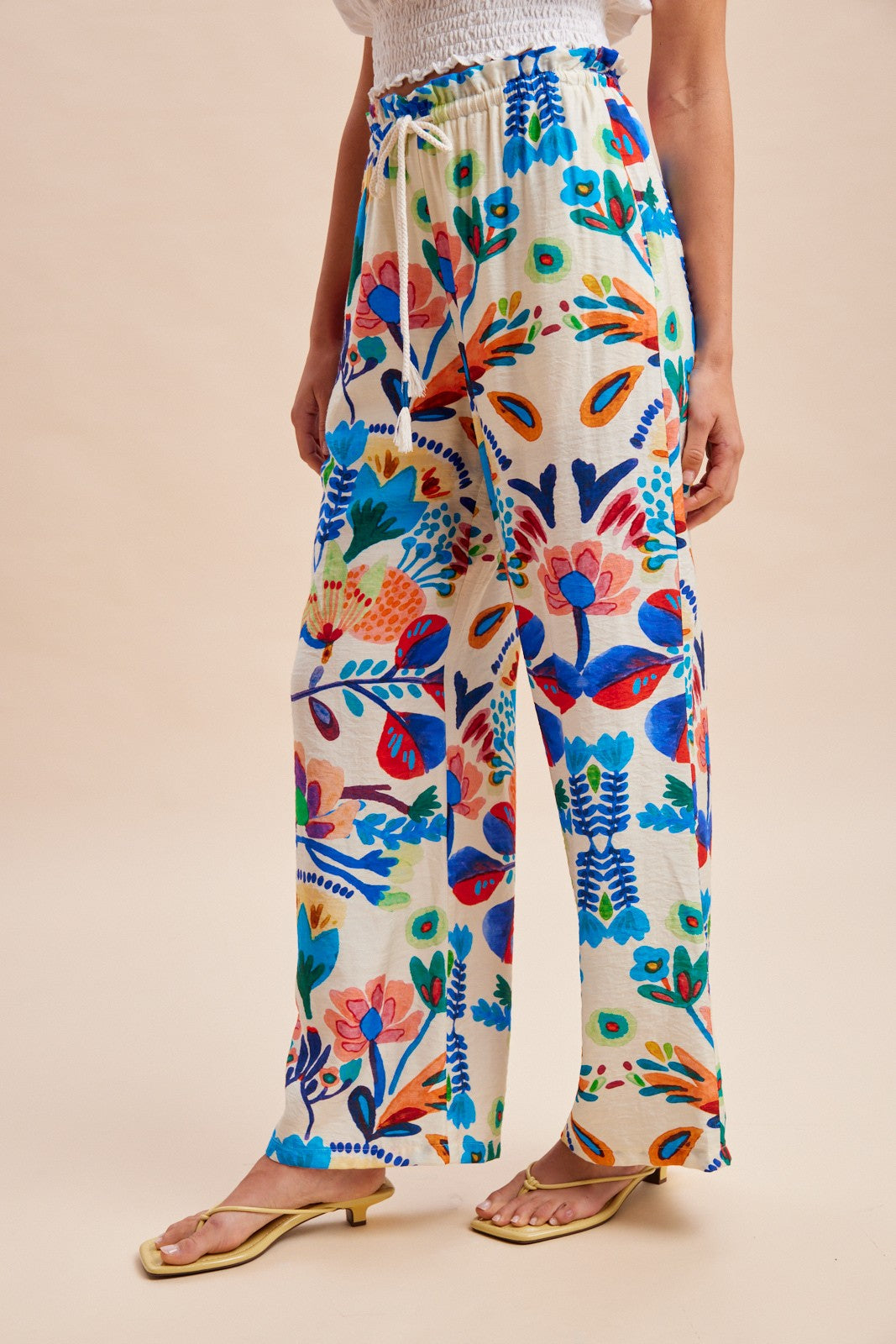 Tropical Print Wide Pants