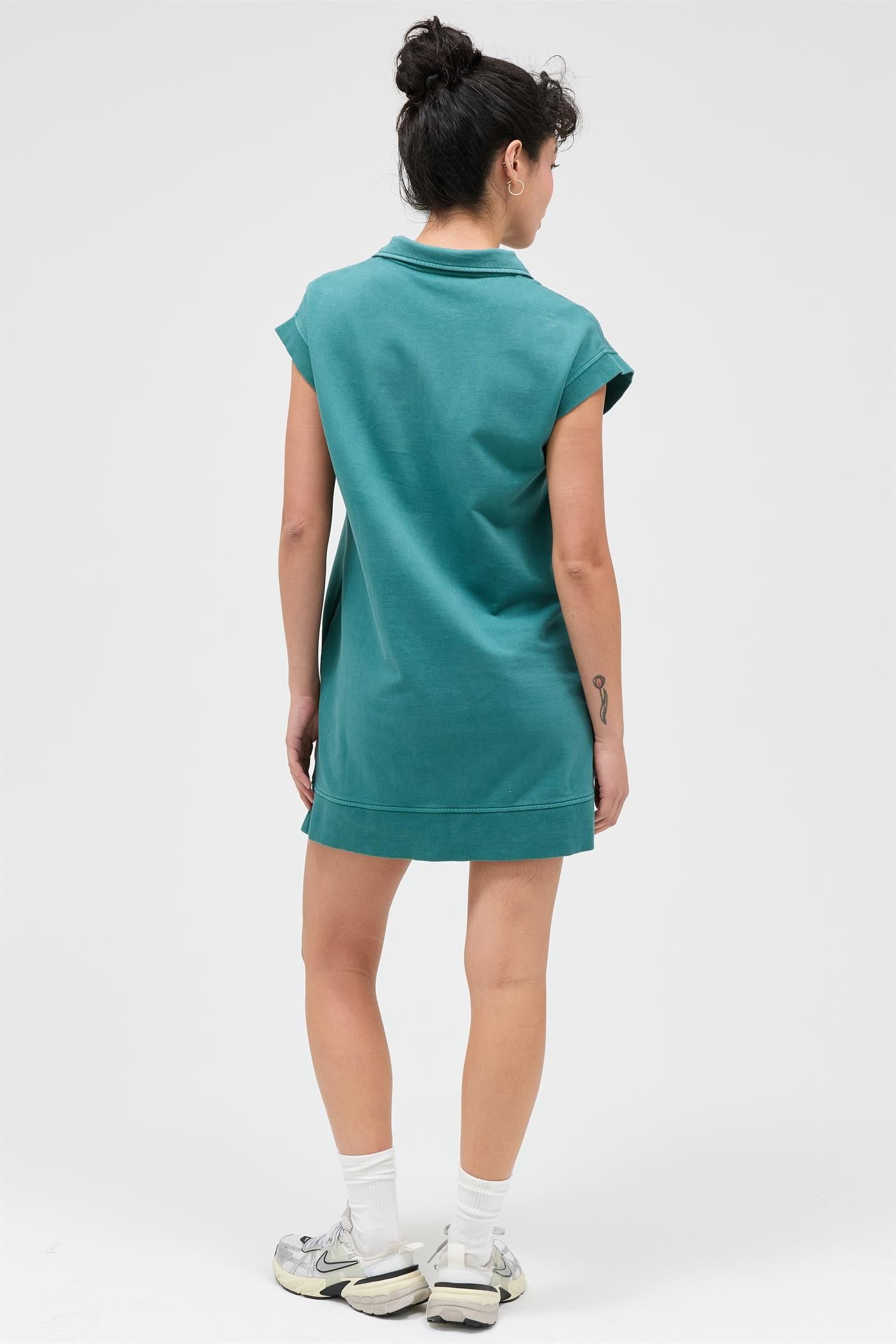 Half Zip Up Mock Neck Mini Dress
