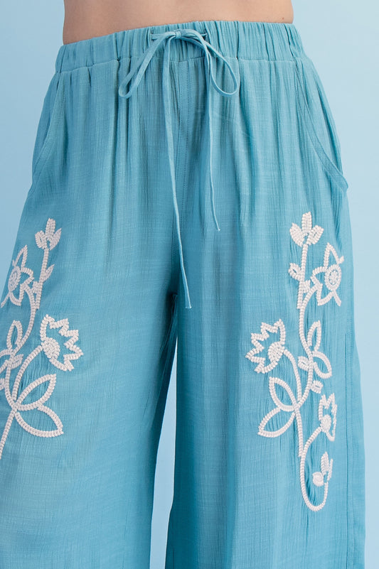 Embroidered Beach Pants