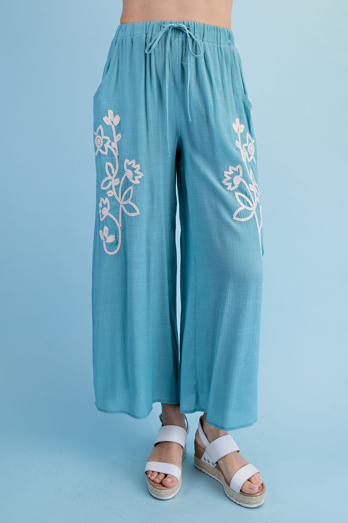 Embroidered Beach Pants