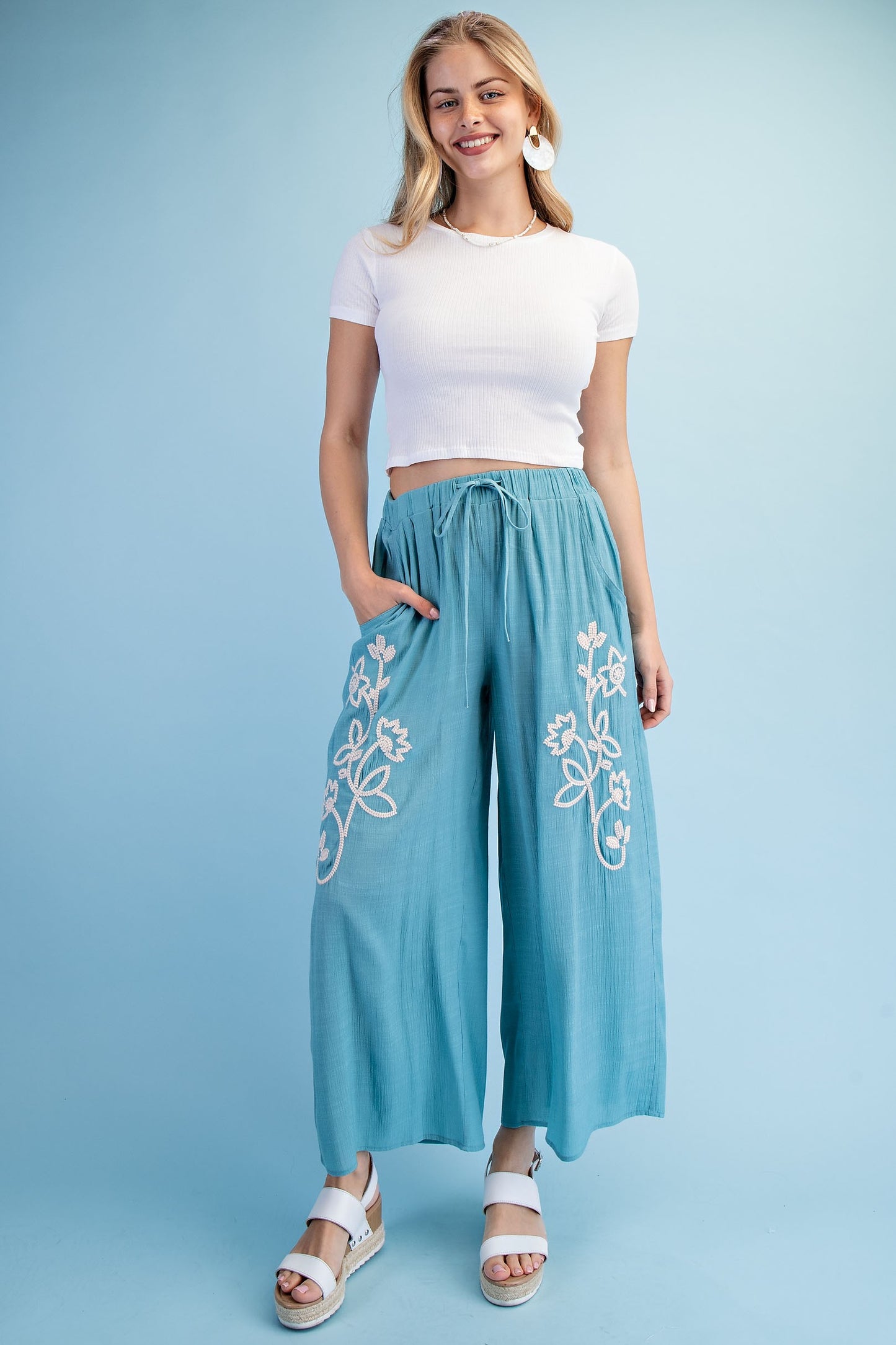 Embroidered Beach Pants