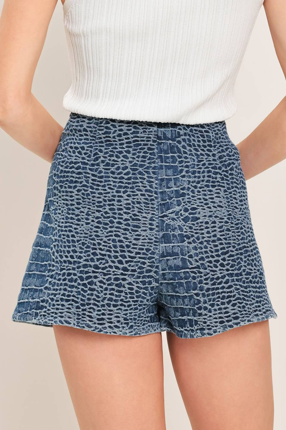Animal Skin Demin Skort