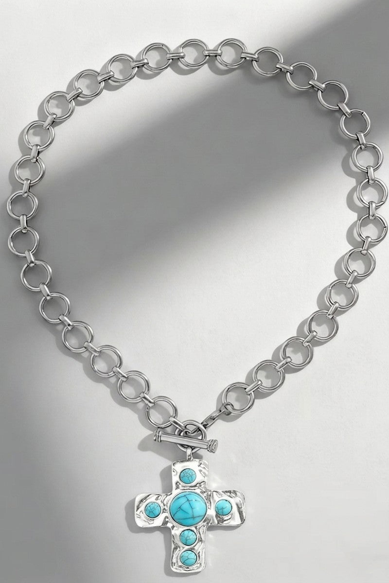 Notable Hammered Cross Toggle Necklace