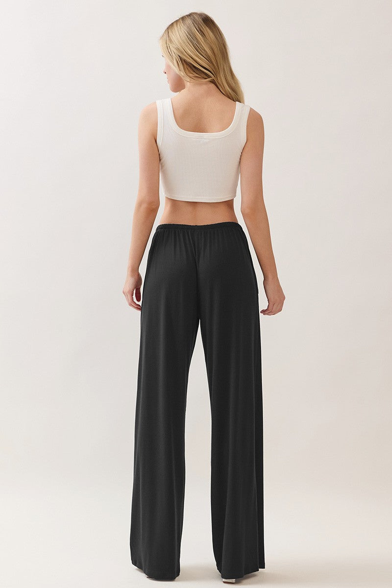 Wide Leg Drawstring Elastic Pants