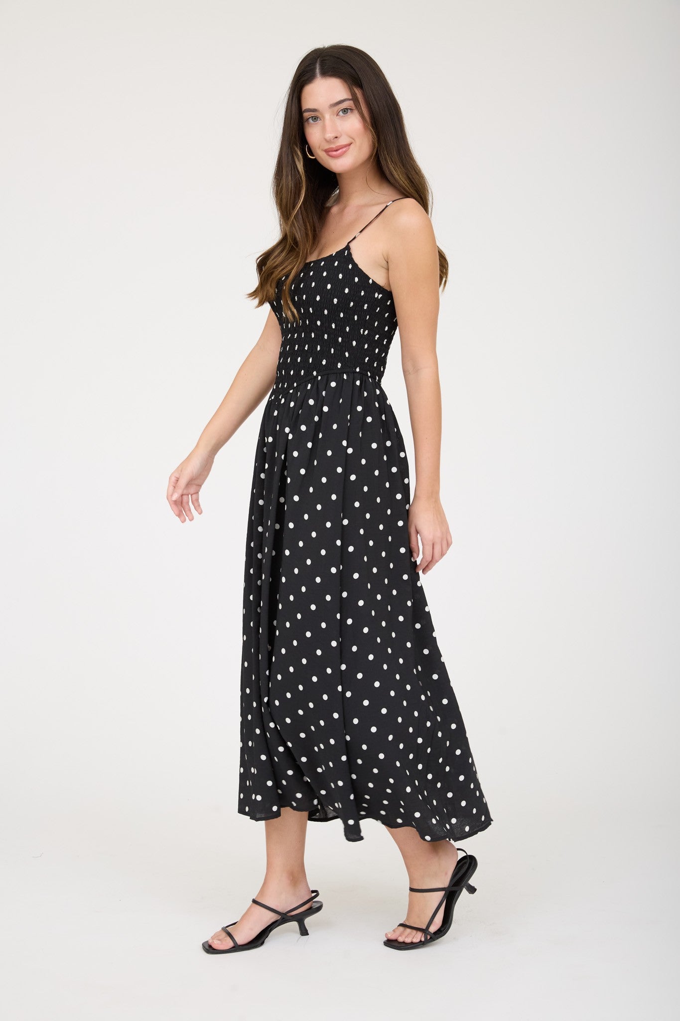 Basque Waist Polka Dot Dress
