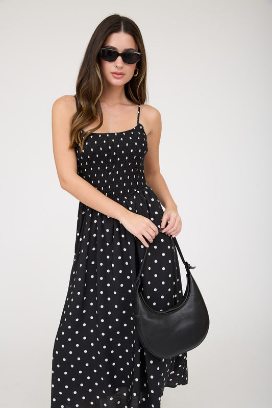 Basque Waist Polka Dot Dress