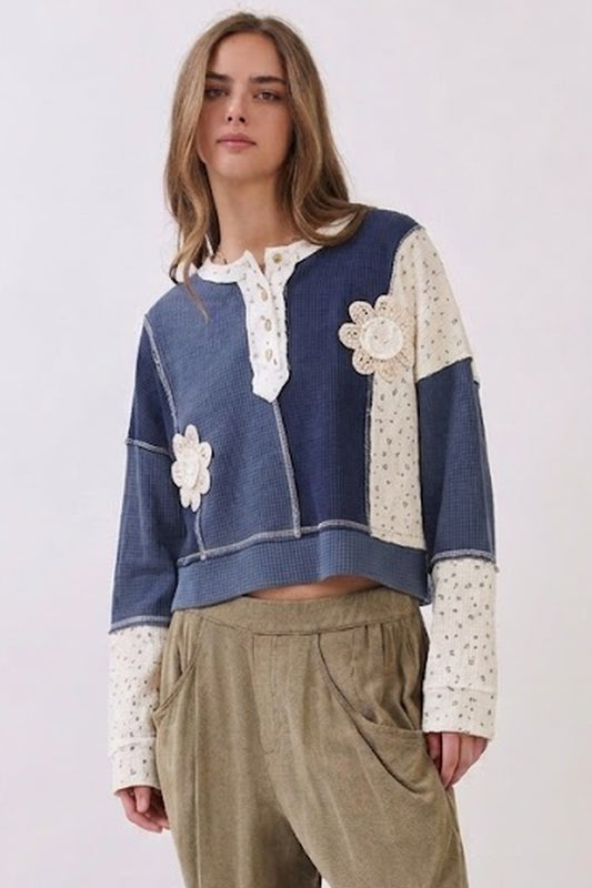 Mixed Media Thermal Knit Top