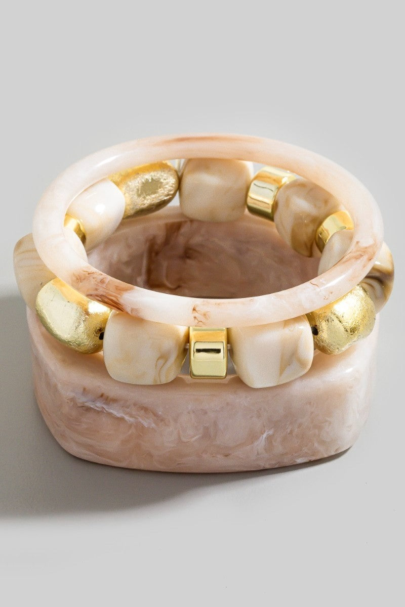 Marbled Chunky Bengal And Beads Bracelet