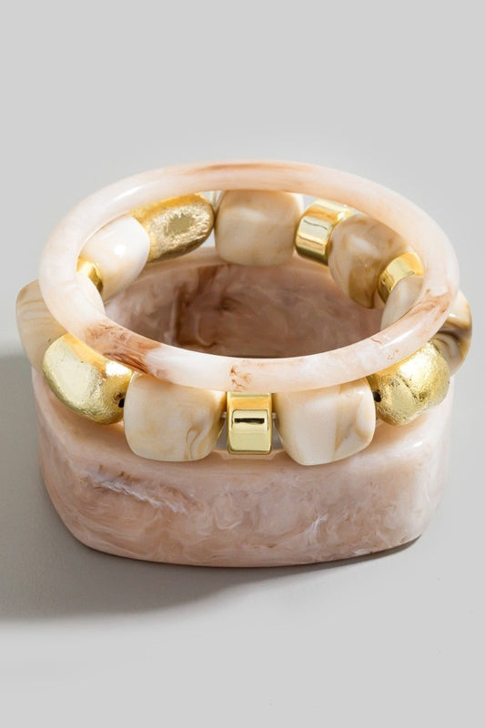 Marbled Chunky Bengal And Beads Bracelet