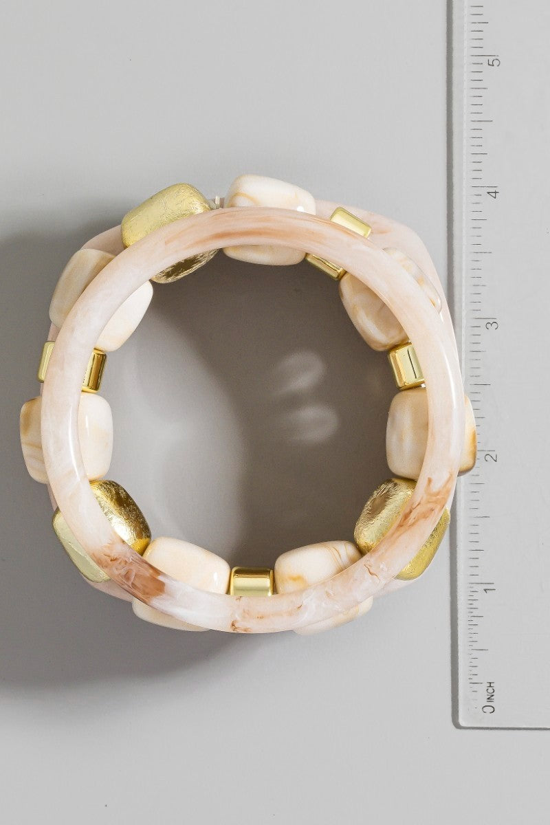 Marbled Chunky Bengal And Beads Bracelet