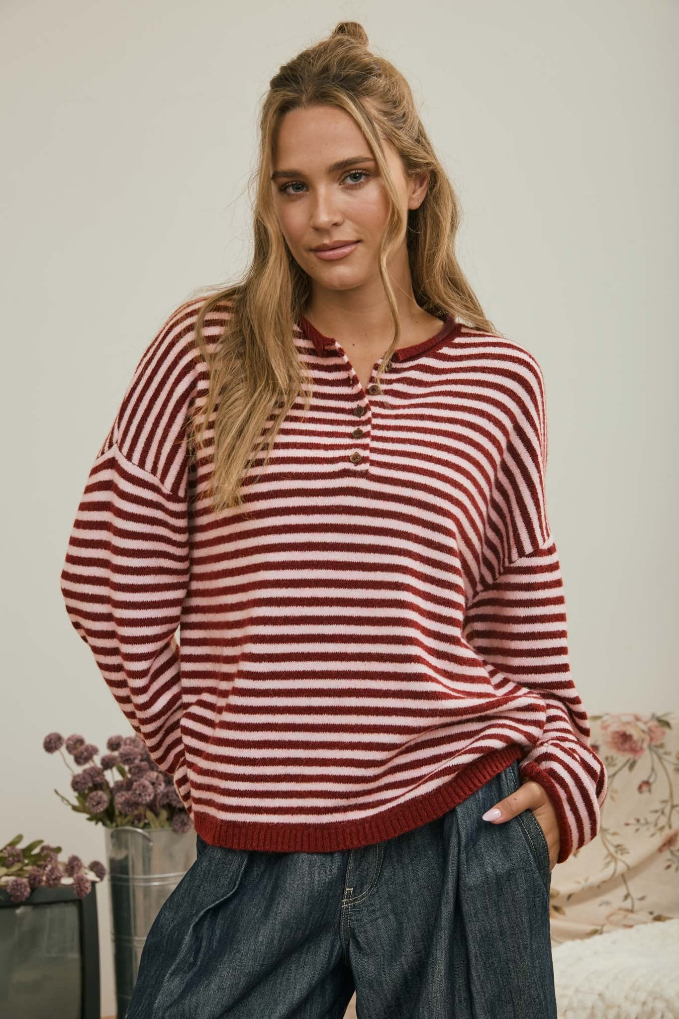 Espresso Season Knit Shoulder Sweater