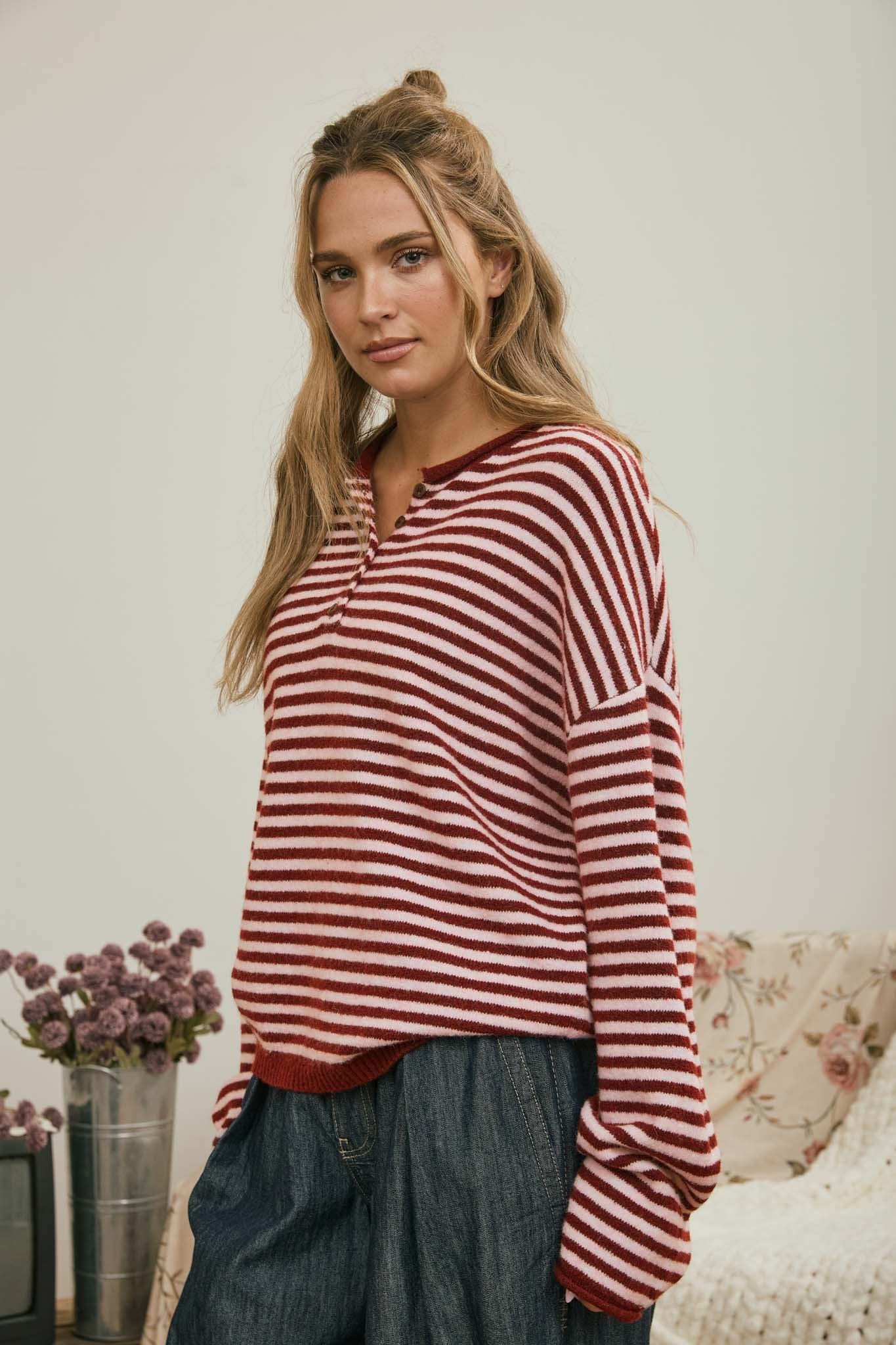Espresso Season Knit Shoulder Sweater